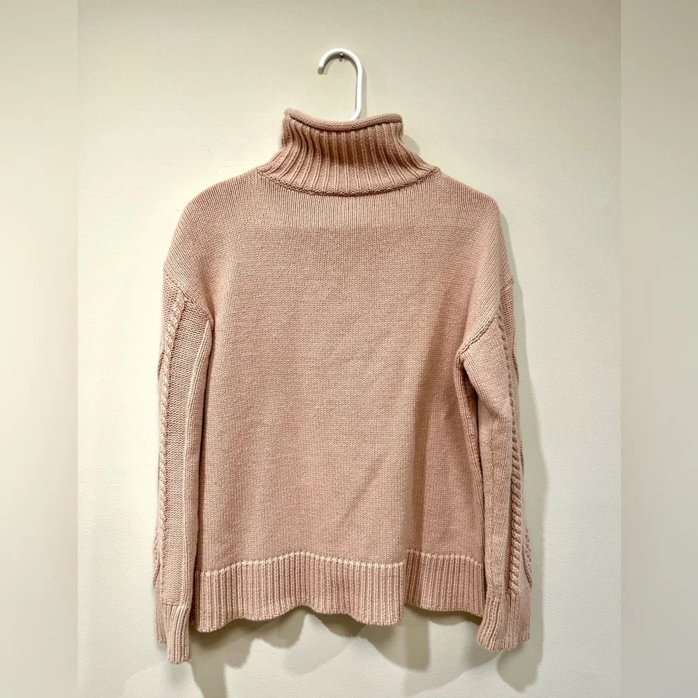 Haven Well Within Cotton Cable-Sleeve Rollneck Sweater size Small